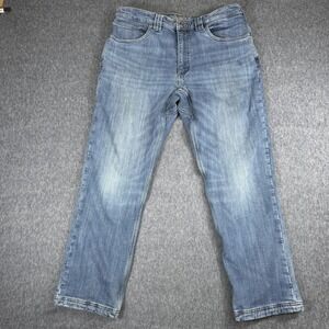 Duluth Jeans Mens 36x30 Blue Ballroom Double Flex Flannel Lined Denim Pants Work